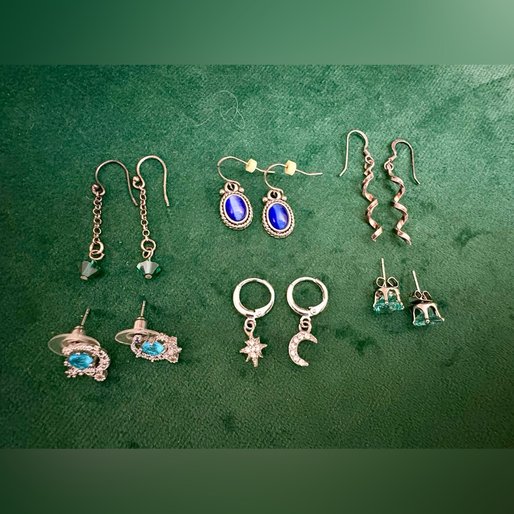 Vintage And New Gold And Silver Tone Stud And Hook Earrings Lot of 6